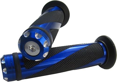 Puños de gel para manillar azul con tapas de extremo azules compatibles con Kawasaki Z125 Pro
