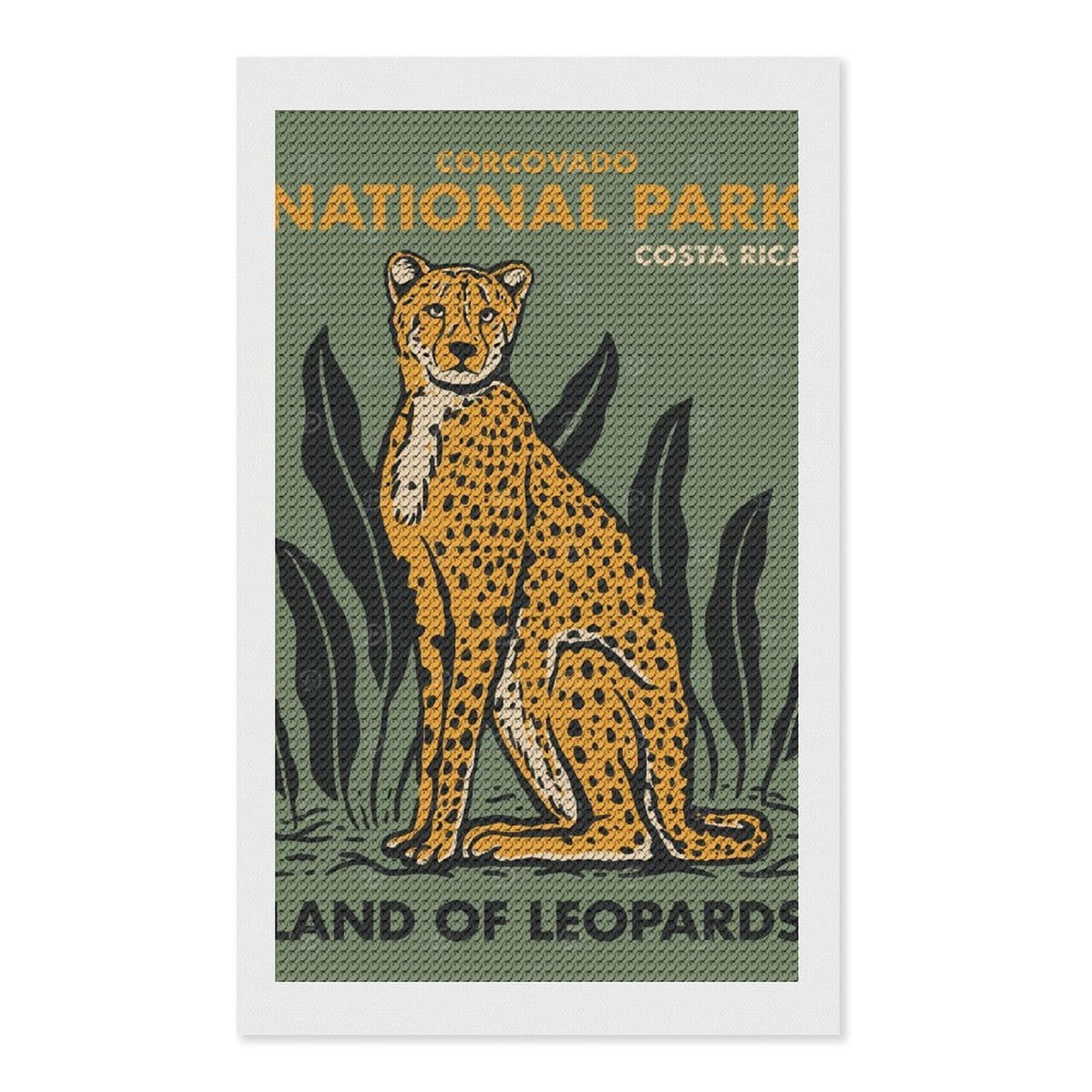 Junmoney Costa Rica Cheetah Park Diamond Painting Kit 12"x20", Festive Craft Gift, Bedroom Decor, Full Kit Included, Creative Gift Idea