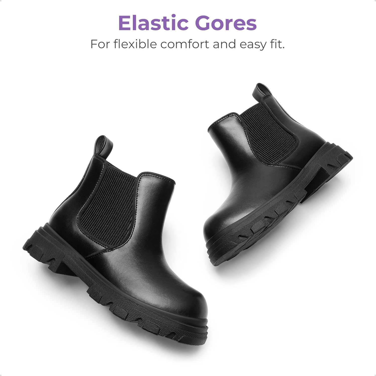 DREAM PAIRS Girls Chelsea Boots Side Zipper Lug Sole Ankle Booties Toddler/Little Kid/Big Kid