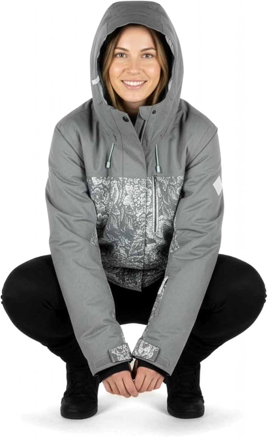 Roxy Women's Jetty Block Jacket – 10K Waterproof, Insulated Snow Jacket, PFAS-Free, Recycled Fabric, Grey Mix, X-Small