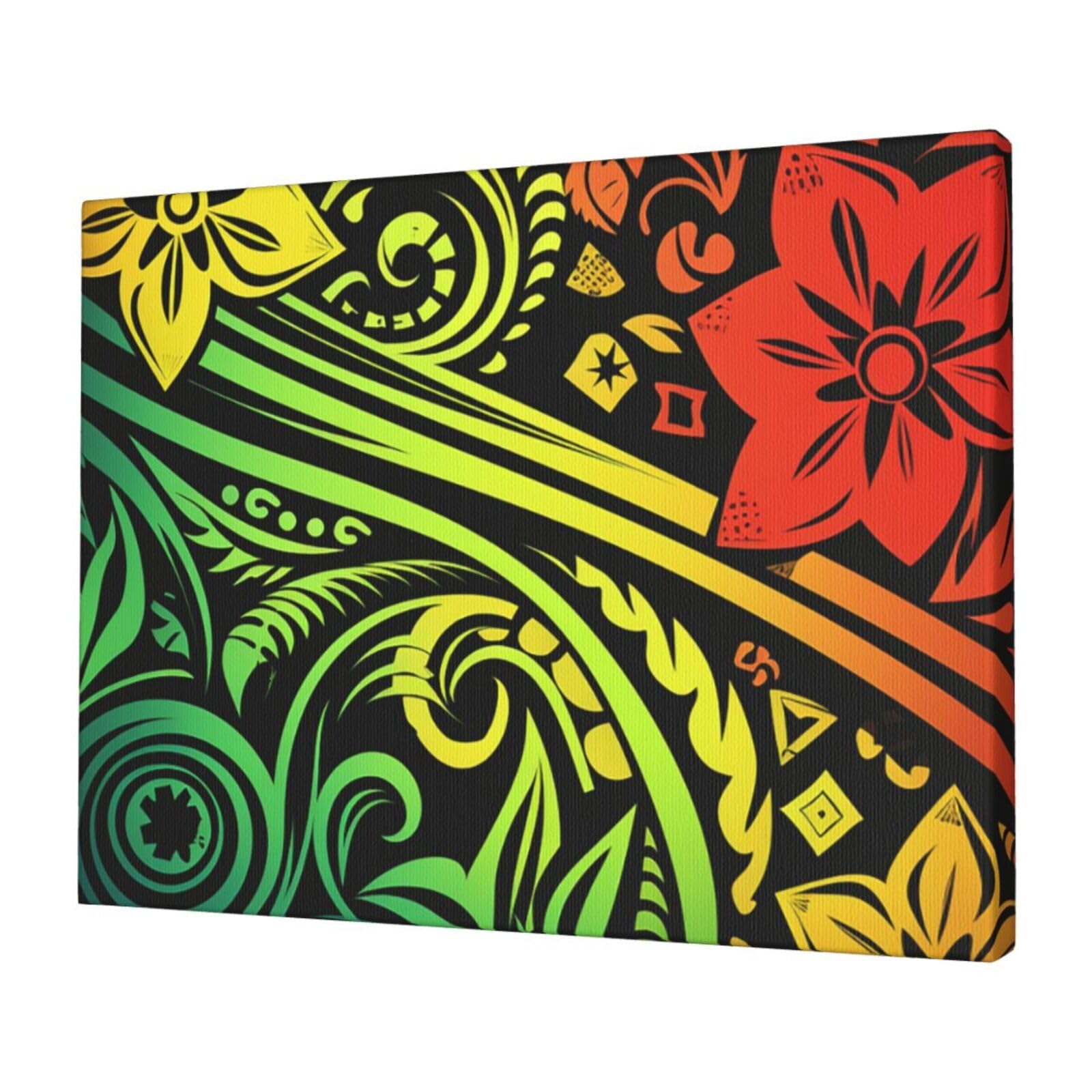 KLOPH Hawaiian tribal style Canvas Wall Art for Living Room 12"x16" Modern Artwork Painting for Bathroom Hanging Canvas Prints Aesthetic Wallart for Bedroom Kitchen Office Wall Decor