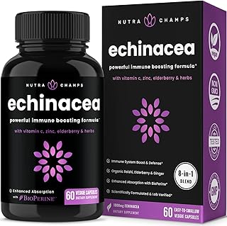 Echinacea Goldenseal 1000mg with Elderberry, Vitamin C, Zinc & Ginger | Immune Boost Vegan Echinacea Capsules with Goldens...