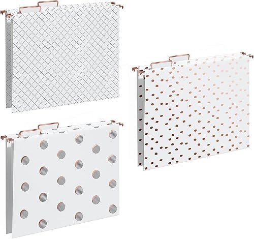 Y YOMA Paquete de 6 carpetas colgantes de oro rosa tamaño carta carpeta de archivos decorativa bonito organizador de carpetas colgantes para