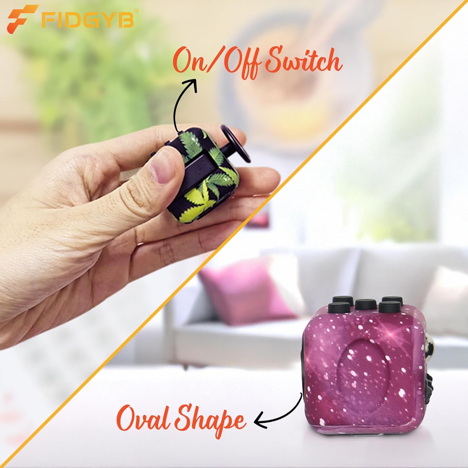 2PCS Cube Fidget Stress Relief Toy for Adults & Kids, Smooth, Quiet Sensory Toy for Anxiety, Focus & ADHD Idea[BR+Leaves][2PCS]