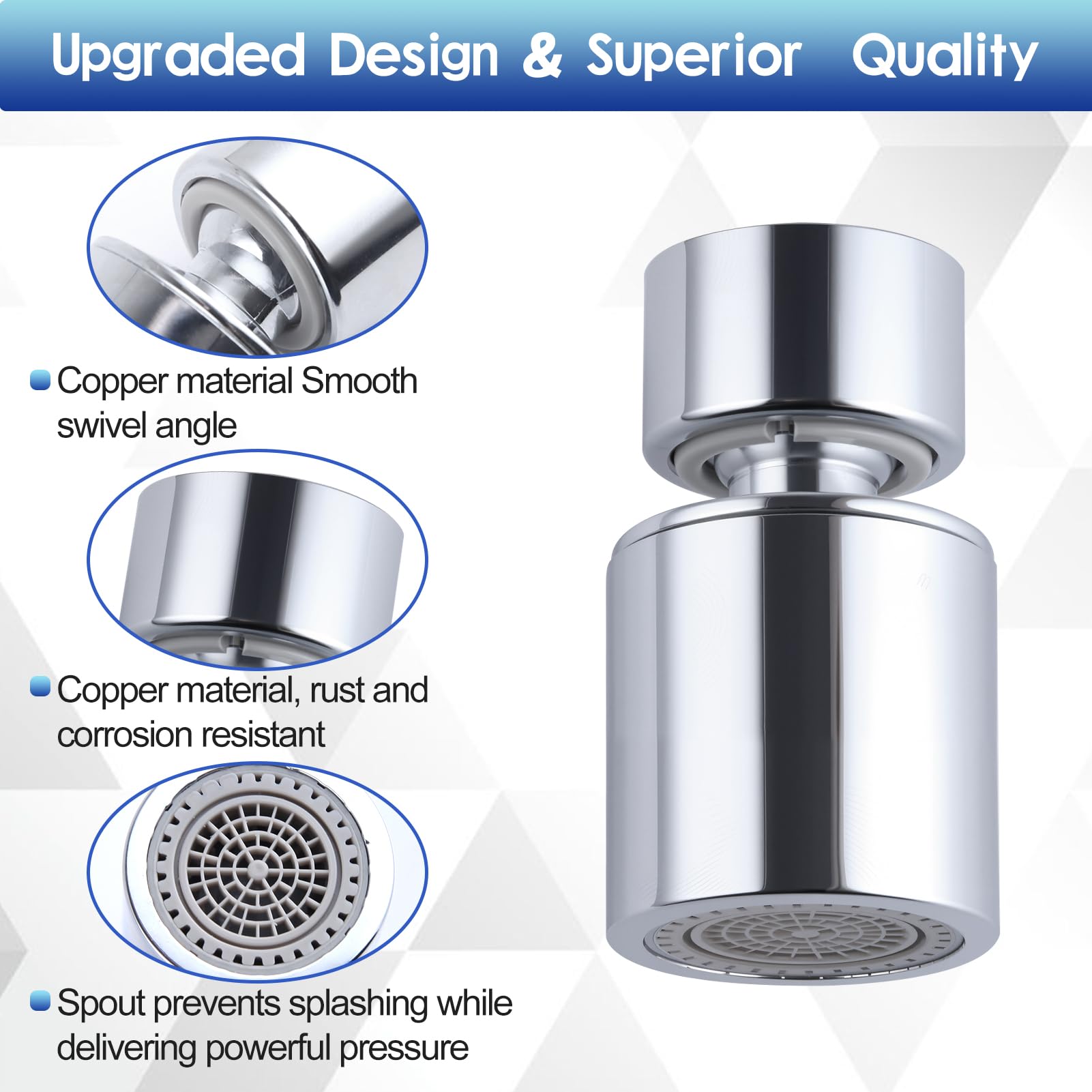 GOLD DEER Swivel Faucet Aerator 360 Degree Twist Kitchen Sink Aerator Dual-Function Sink Sprayer Attachment Kitchen 55/64 Inch Female Thread Faucet Extender Splash-Proof - Image 3