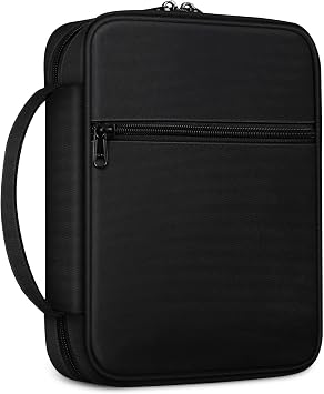FINPAC Bible Cover, Carrying Book Case Church Bag Bible Protective with Handle and Zippered Pocket, Gift for Mother Lady Women Men, Black