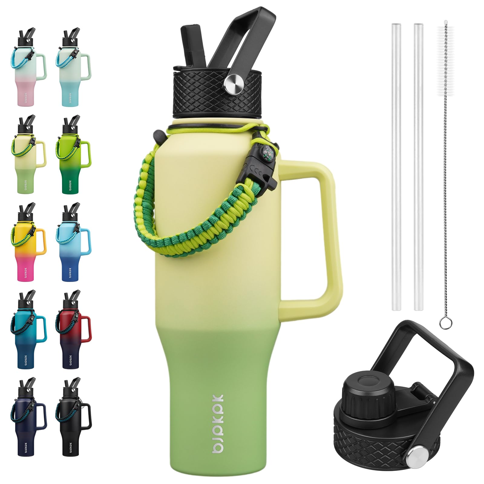 BJPKPK 35oz Insulated Water Bottle with Handle &amp; Straw Lid, Stainless Steel