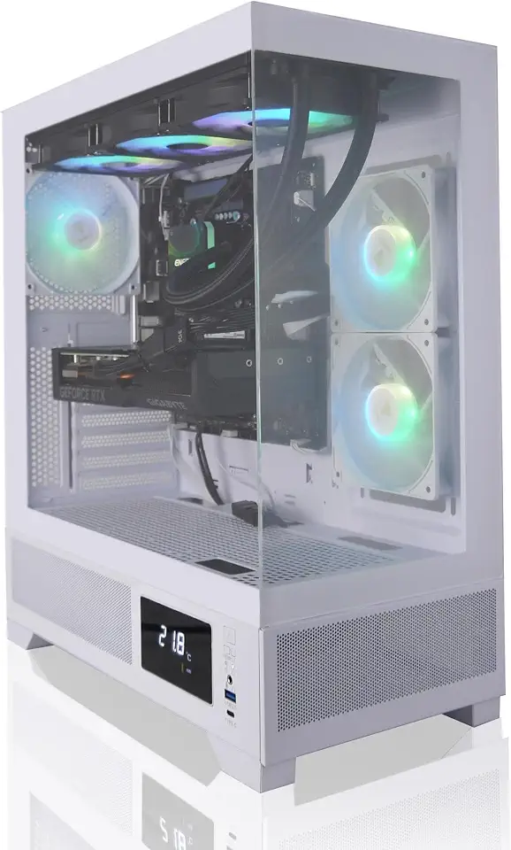 Whirlwind Gaming PC AMD Ryzen 7 9700X Zen5, Radeon RX 9070 XT, 32GB 5600MHz DDR5, 1TB NVME M.2 SSD, 360MM AIO Liquid Cooling, WiFi/AC, capa de vidro temperado branca, Windows 11 Home White