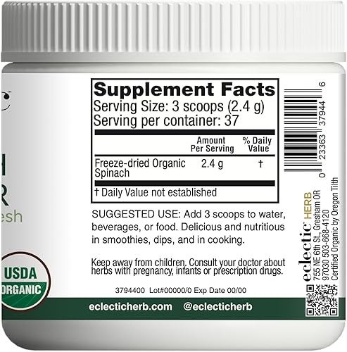 Miniatura 3 de Hierba ecléctica Espinaca Polvo 3.17 oz