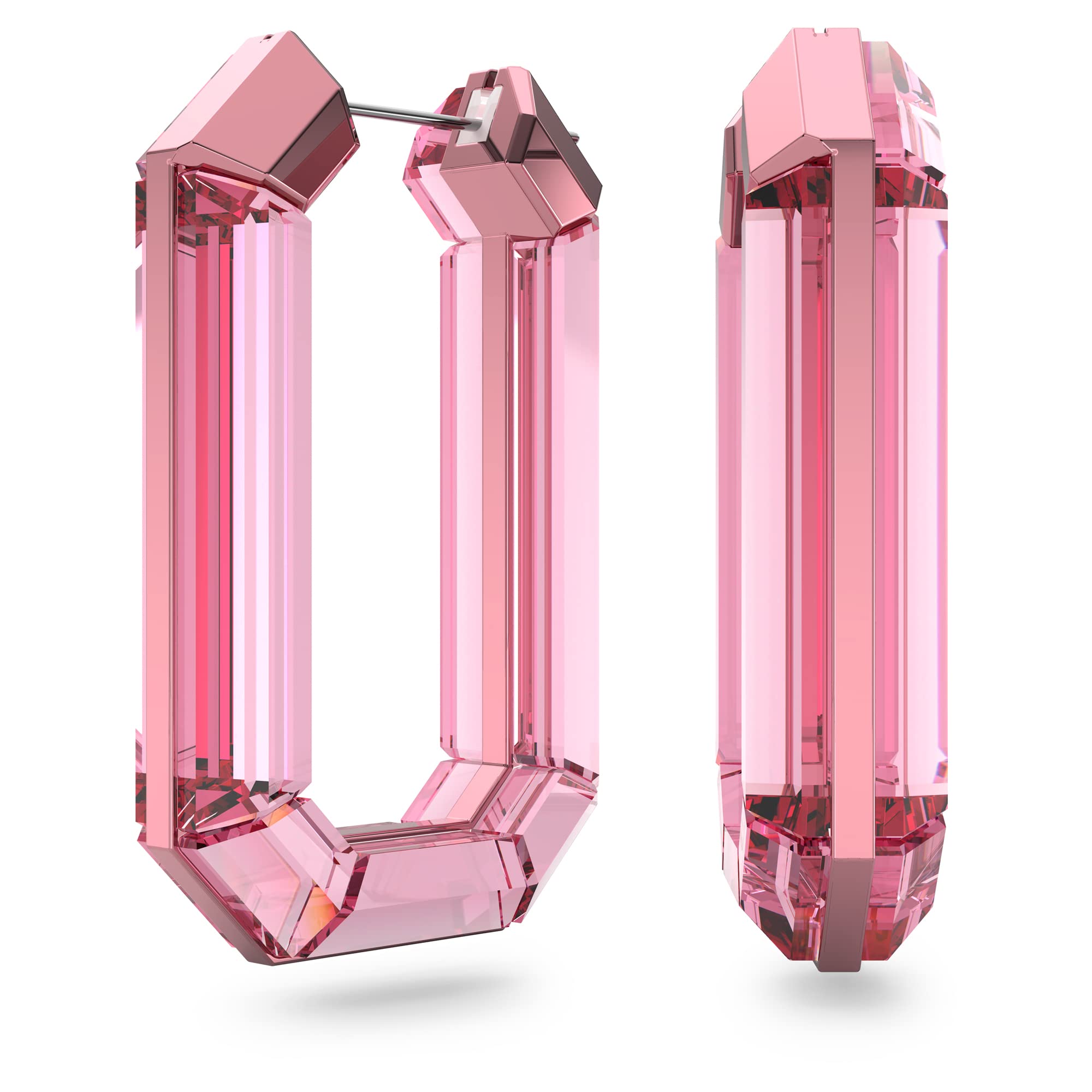 SWAROVSKI Lucent Hoop Earrings Pink Vibrant Crystal Octagon 5633955 NEW in Box