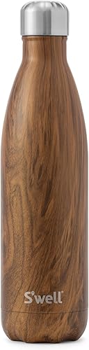 S'well Botella de agua unisex de acero inoxidable, madera de teca, 25.4 fl oz