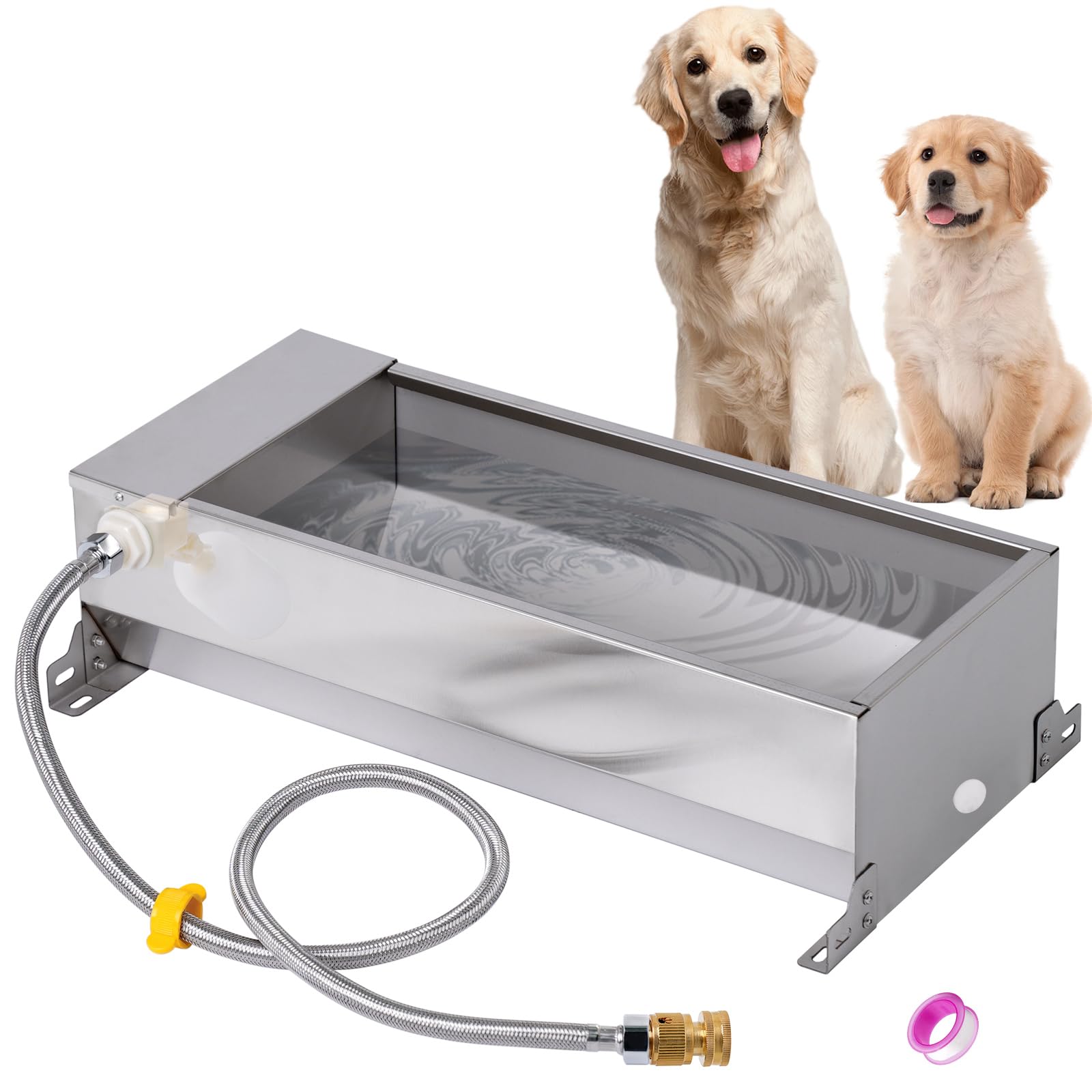 Automatic Large Dog Water Bowl Dispenser Outdoor Stainless Steel Automatic Livestock Water Trough Large Capacity Auto Fill Dog Waterer with Float