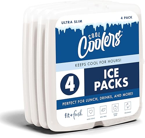 Miniatura 10 de Cool Coolers de Fit & Fresh - Paquete de 4 paquetes de hielo delgados, paquetes de hielo reutilizables de congelación rápida que ahorran espacio