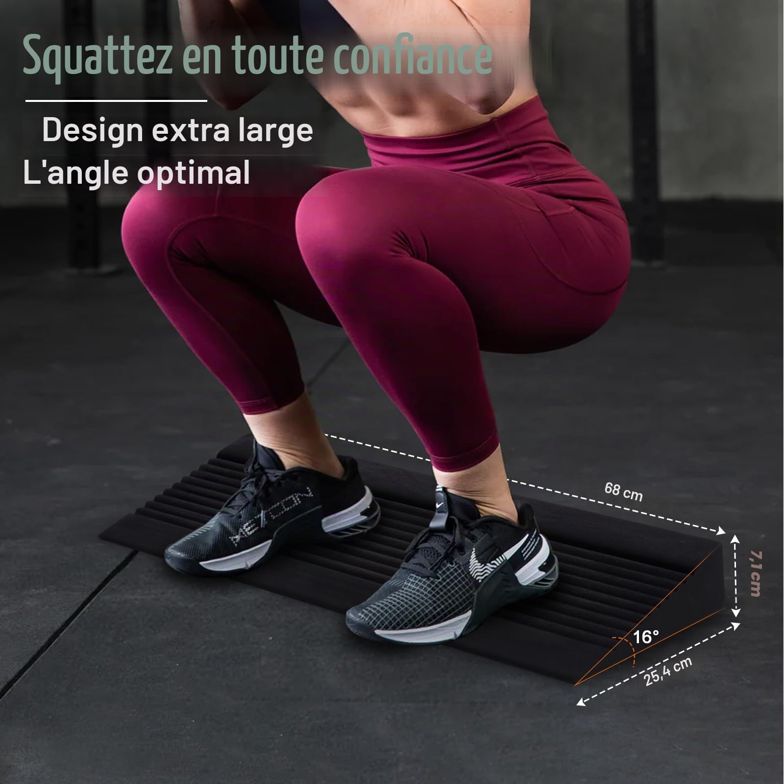 Welspo Tapis Squat Wedge avec cinq bandes d'étirement pour fitness, entraînement et étirement