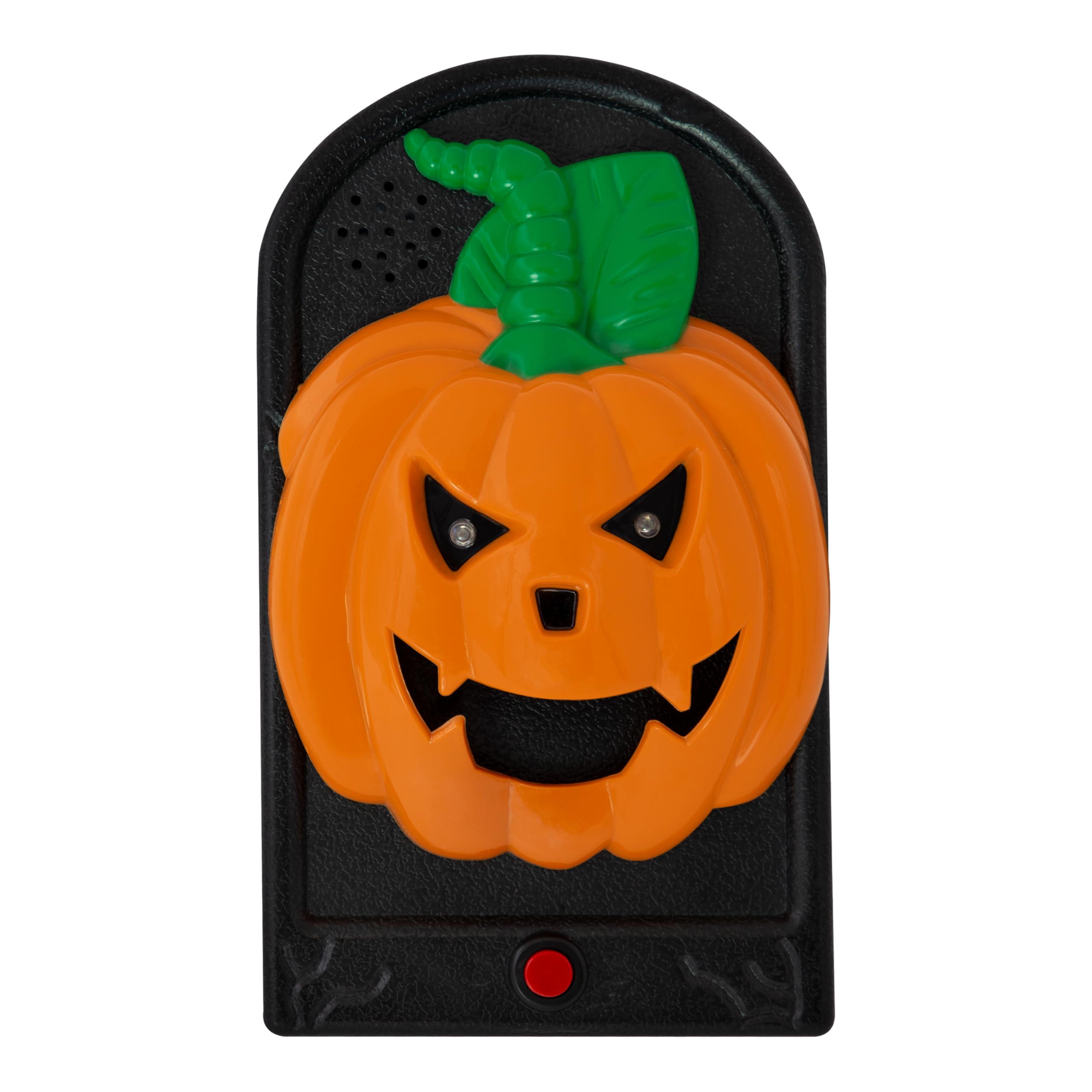 Global Gizmos Halloween Pumpkin Doorbell - Orange - Interactive - Light-Up Eyes - Sound Effects - Spider Drop