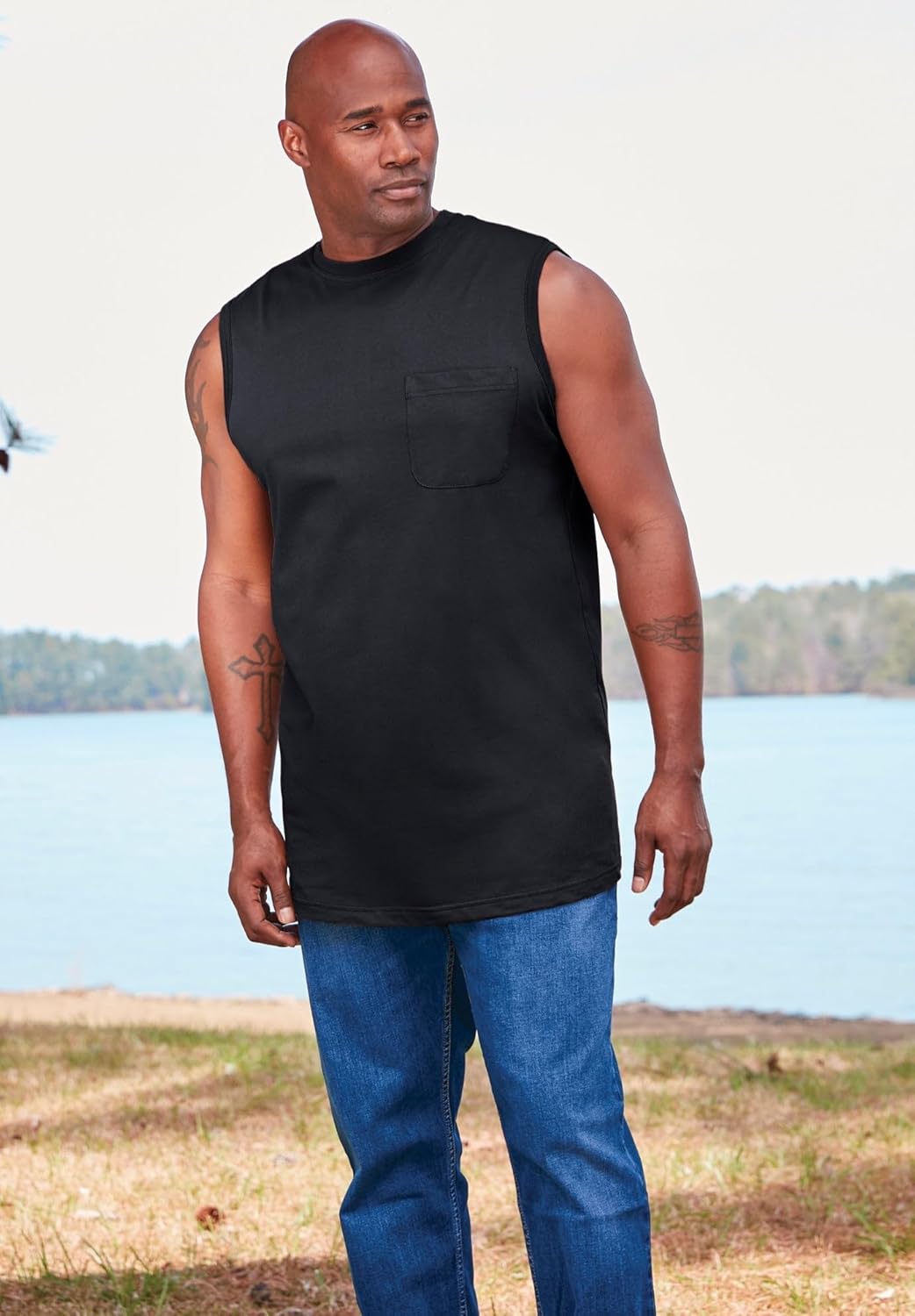 Boulder Creek by Kingsize Men's Big & Tall Heavyweight Pocket Muscle Tee