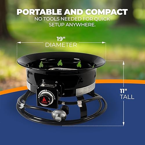 Miniatura 6 de Outland Living Portable Propane Fire Pit, 19-inch, 58,000 BTU with Fire Pit Cover & Carry Kit, Smokeless Gas Firebowl | Perfect for Camping, Patio,