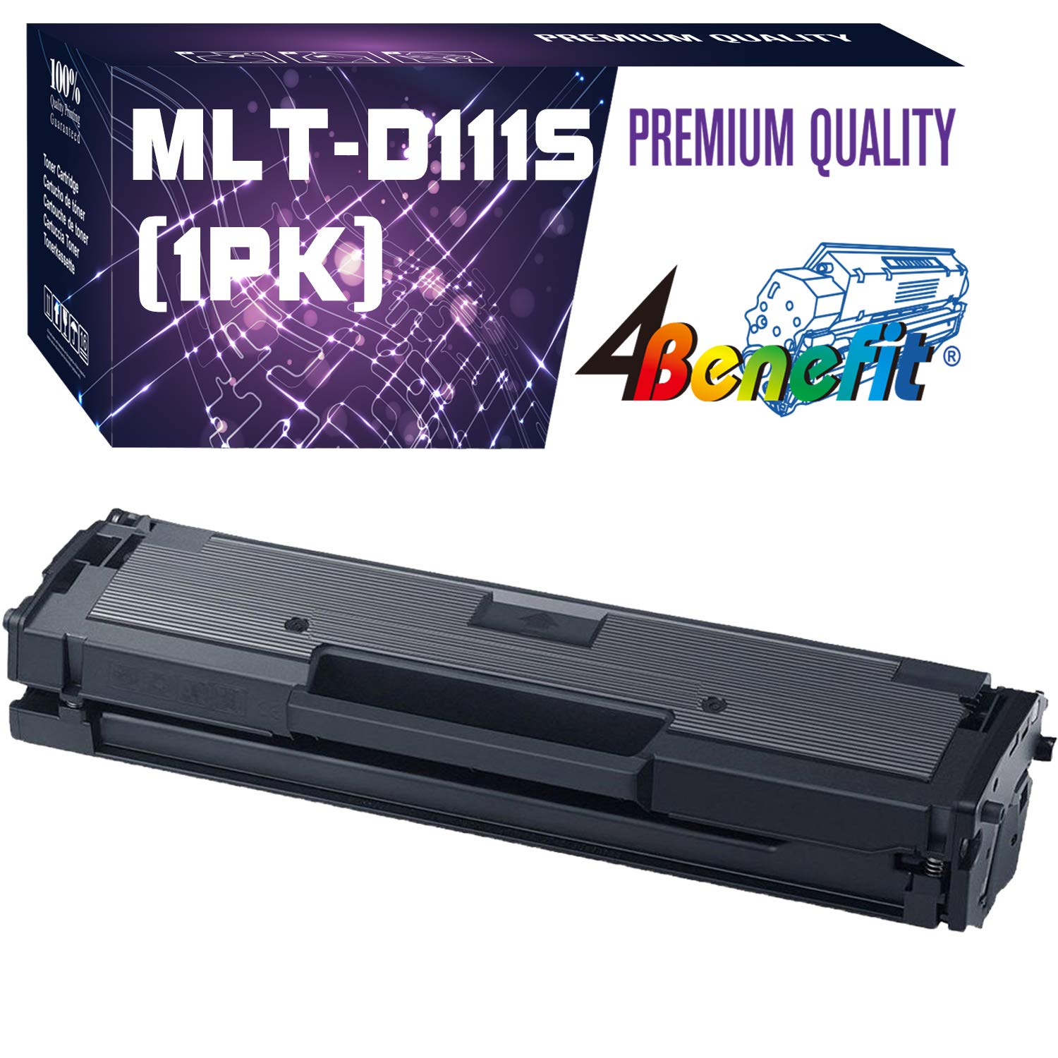 Dell (1xBlack) 4Benefit (New Chip) Compatible MLT-D111S Toner Cartridge MLTD111 MLTD111S MLT-D111 111S Work for SL-M2020W SL-M2022 SL-M2022W M2070 SL-M2070FW SL-M2070W Laser Printer
