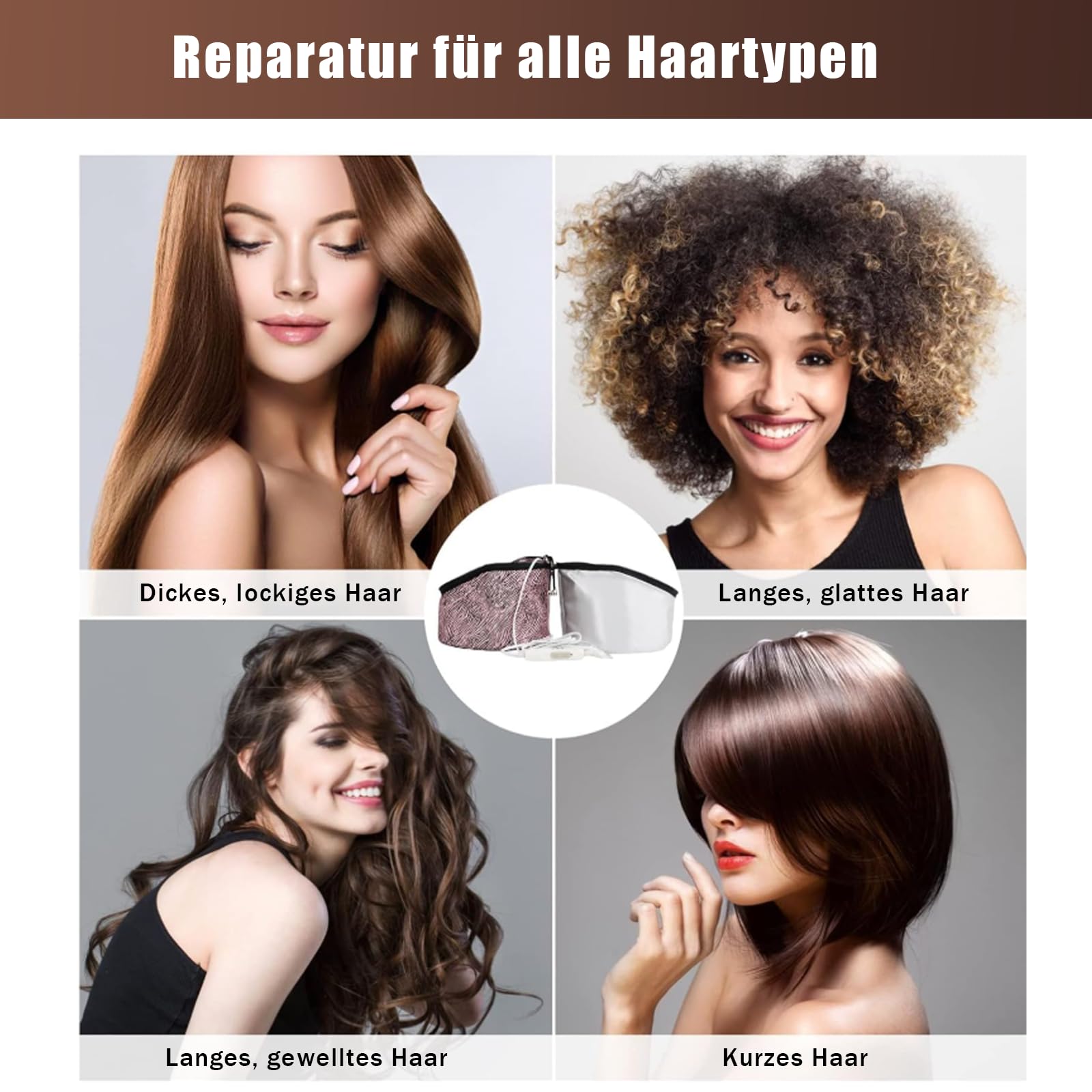 Biutee Elektrische Haarpflege Kappe für Tiefenpflegemittel, Trockenhauben für Haare, Hair Steamer, für natürliches oder beschädigtes Haar Nourishing (Rosa Streifen)