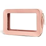 LETGO Clear Makeup Bag, TSA Approved Toiletry Organizer With Zipper, Fit Carry-on Travel Essentials, Cosmetic Bag for Women Men (O-Pink)