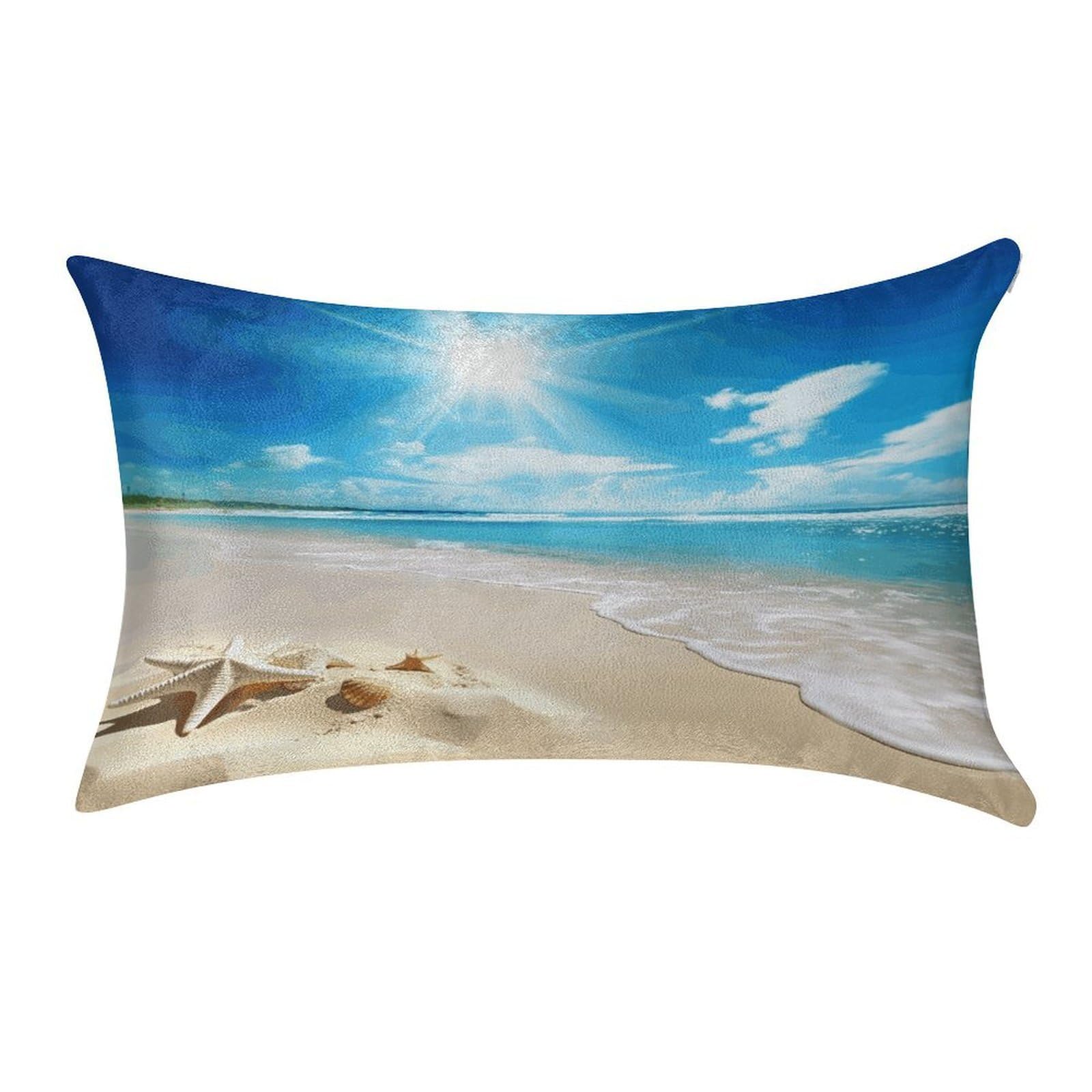 FekiLoot Bright Sunshine Summer Beach Pillow Cover Modern Lumbar Pillow Covers Easy Care Velvet Pillowcase Super Soft Cushion Case Rectangular Throw Pillow Cover for Couch Sofa Bedroom Car Decor