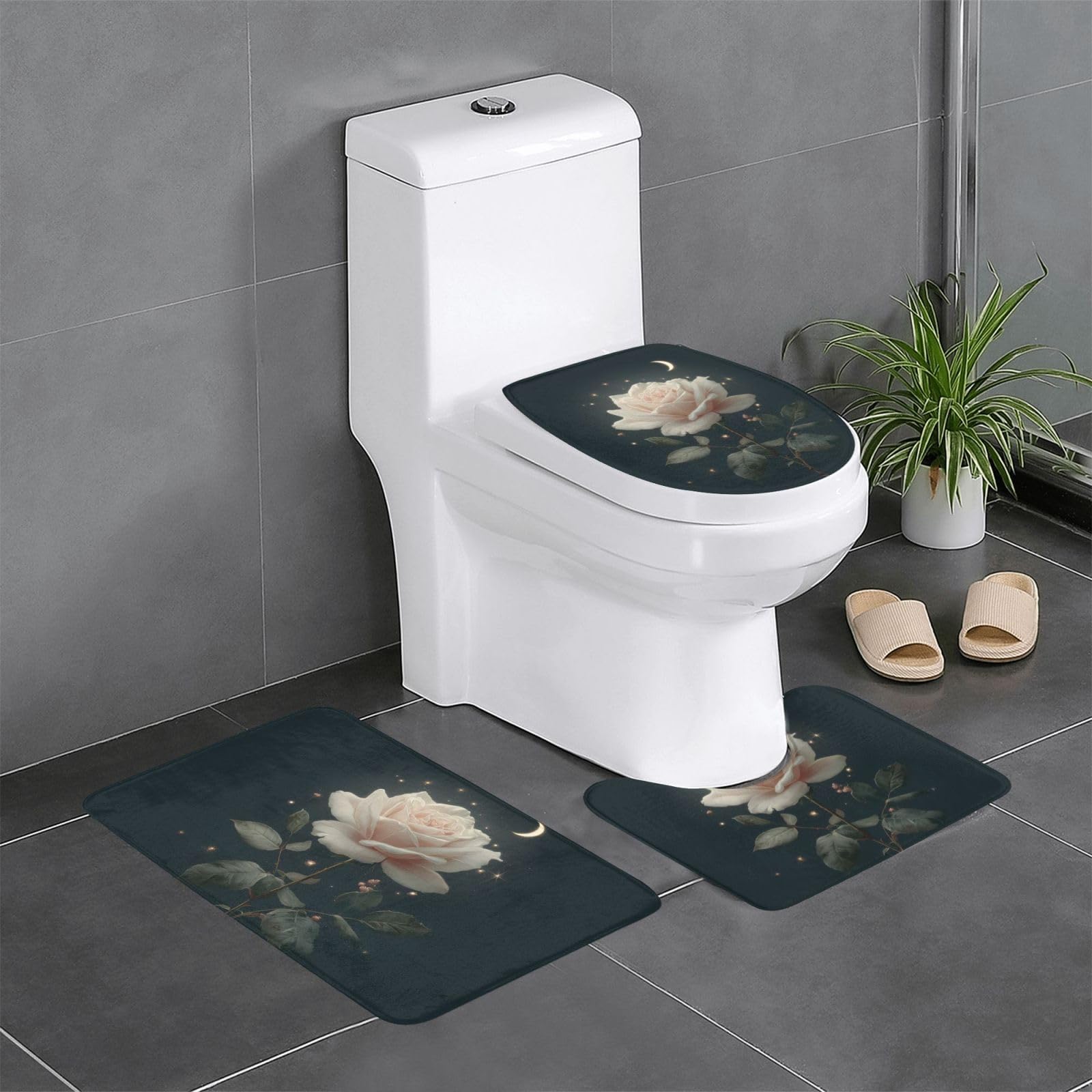 Tapis de sol antidérapants en flanelle épaisse 61x40cm pour salle de bain et WC