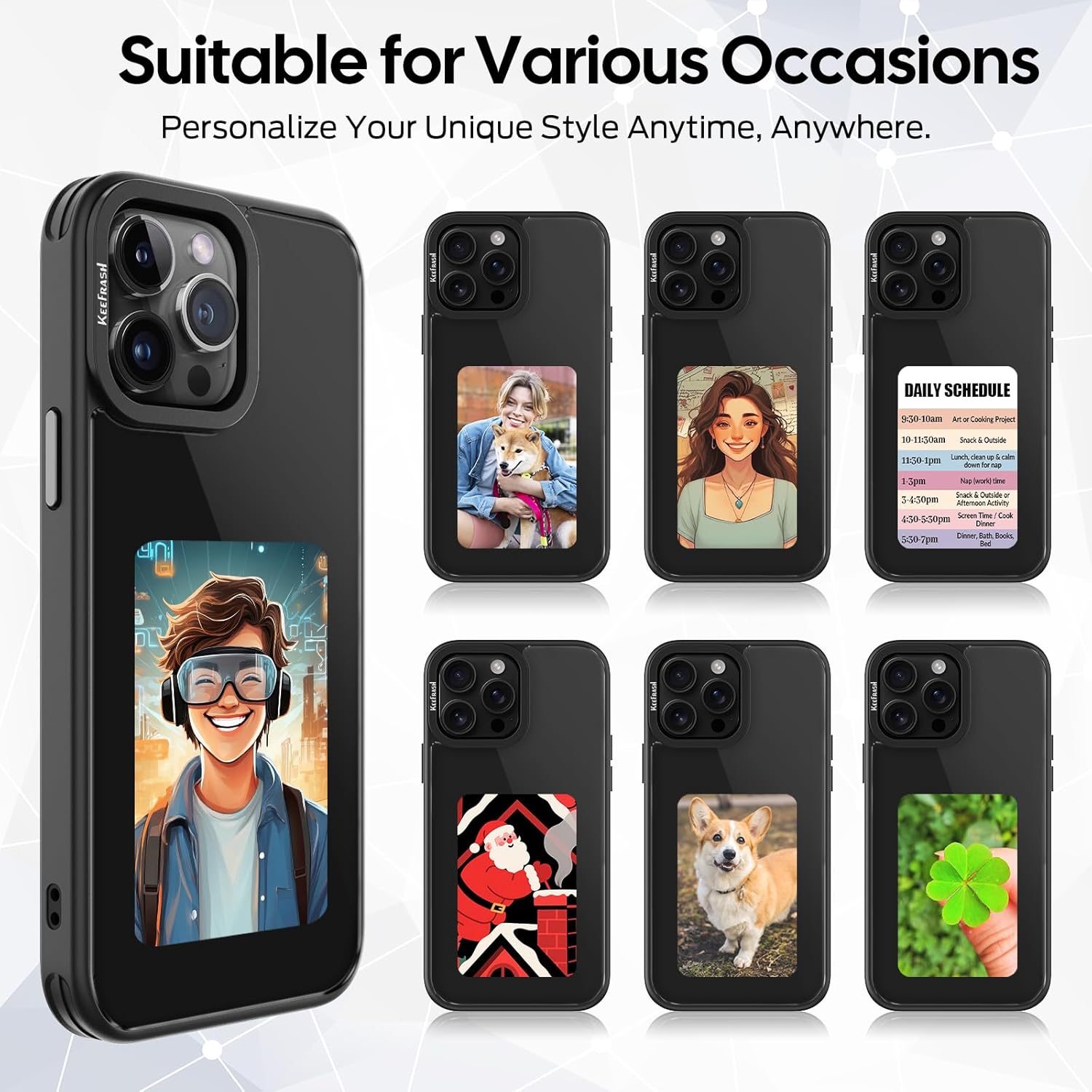 Upgraded Smart Ink Phone Case – 4.1" 4-Color E Ink Screen, 556×800 Resolution, NFC Digital Picture Phone Case, DIY Photo Transfer, Smart Ink Case Compatible with iPhone 15 pro – Black