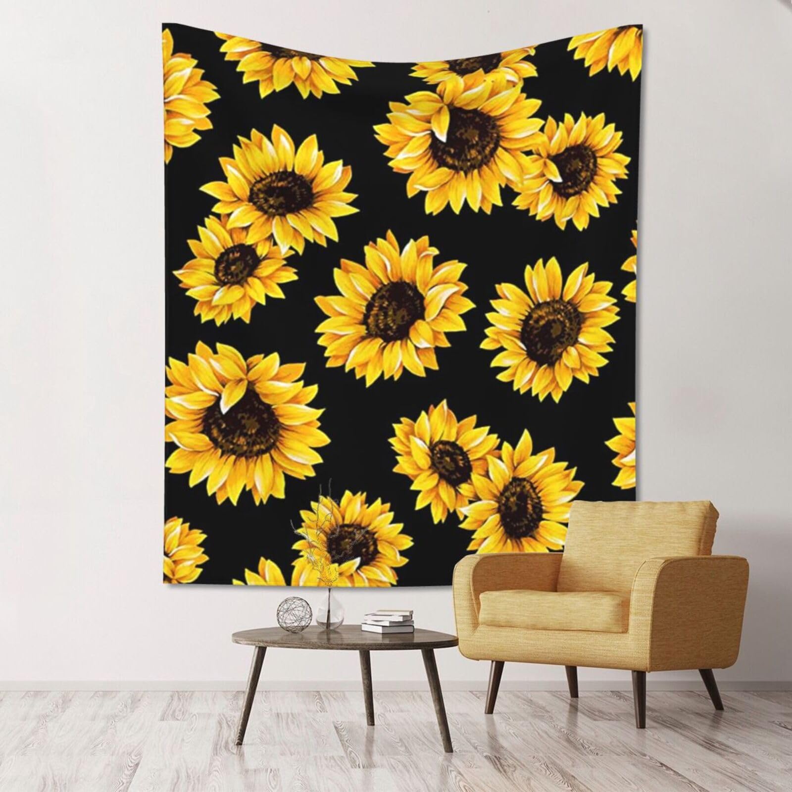 WKSGDSG Large Wall Hanging, Machine Washable Tapestry For Dorm Room, Sunflower, Lightweight Polyester Wall Art For Bedroom Living Room, 152x130cm