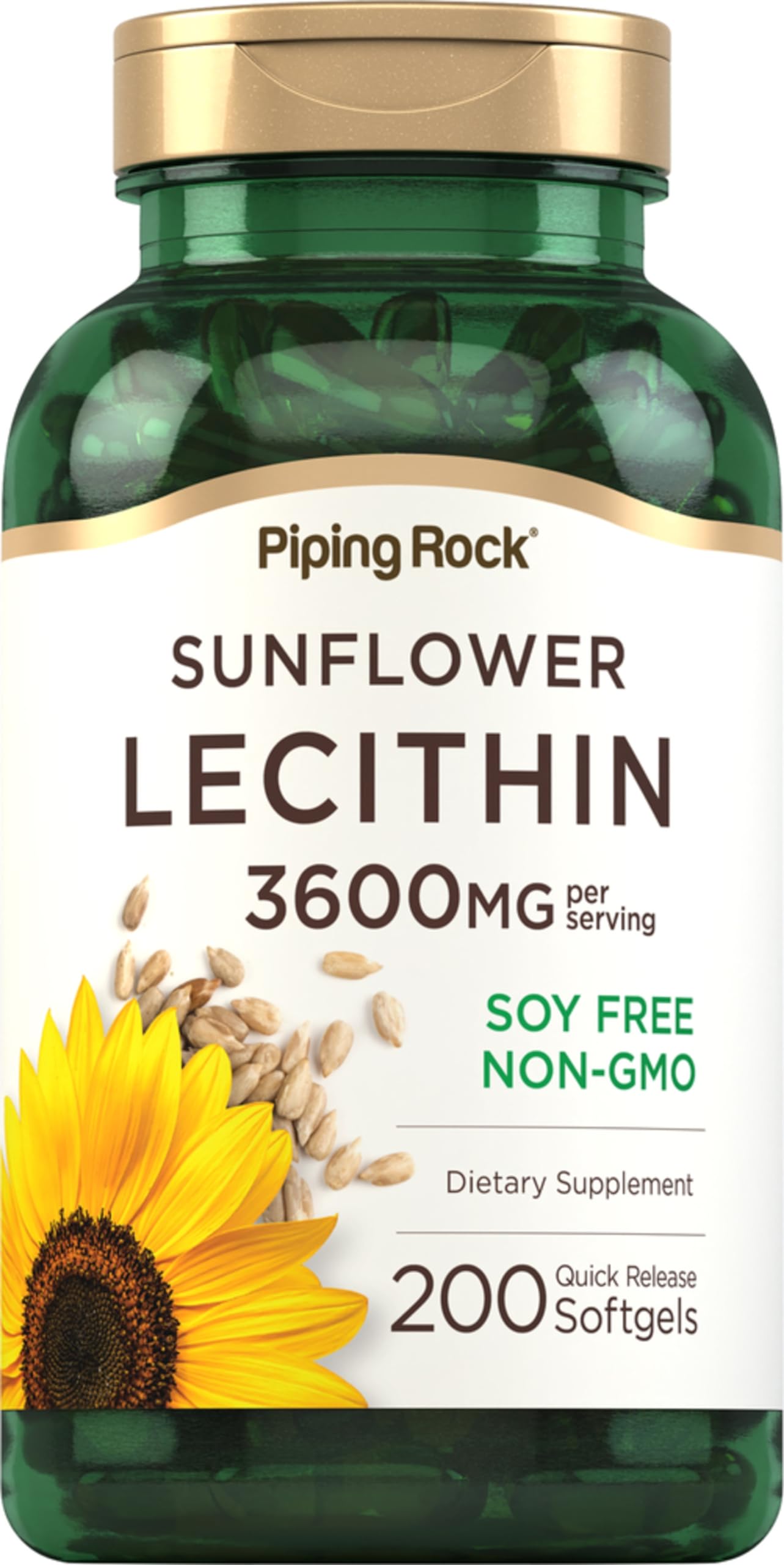 Piping Rock Sunflower Lecithin | 3600 mg | 200 Softgel Capsules