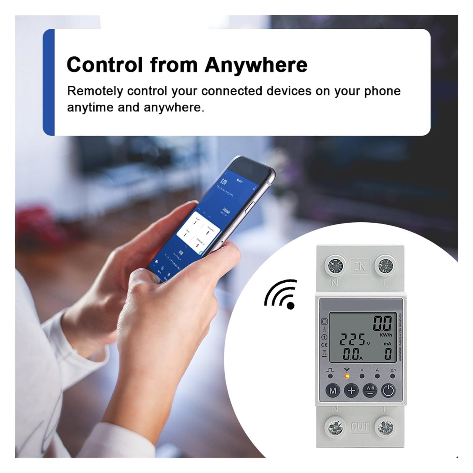 Wifi Tuya Din Rail Digital Monofásico Medidor De Energía KWh Voltaje Corriente Consumo Electricidad Monitorización Precisa Energía(No Wifi Function)
