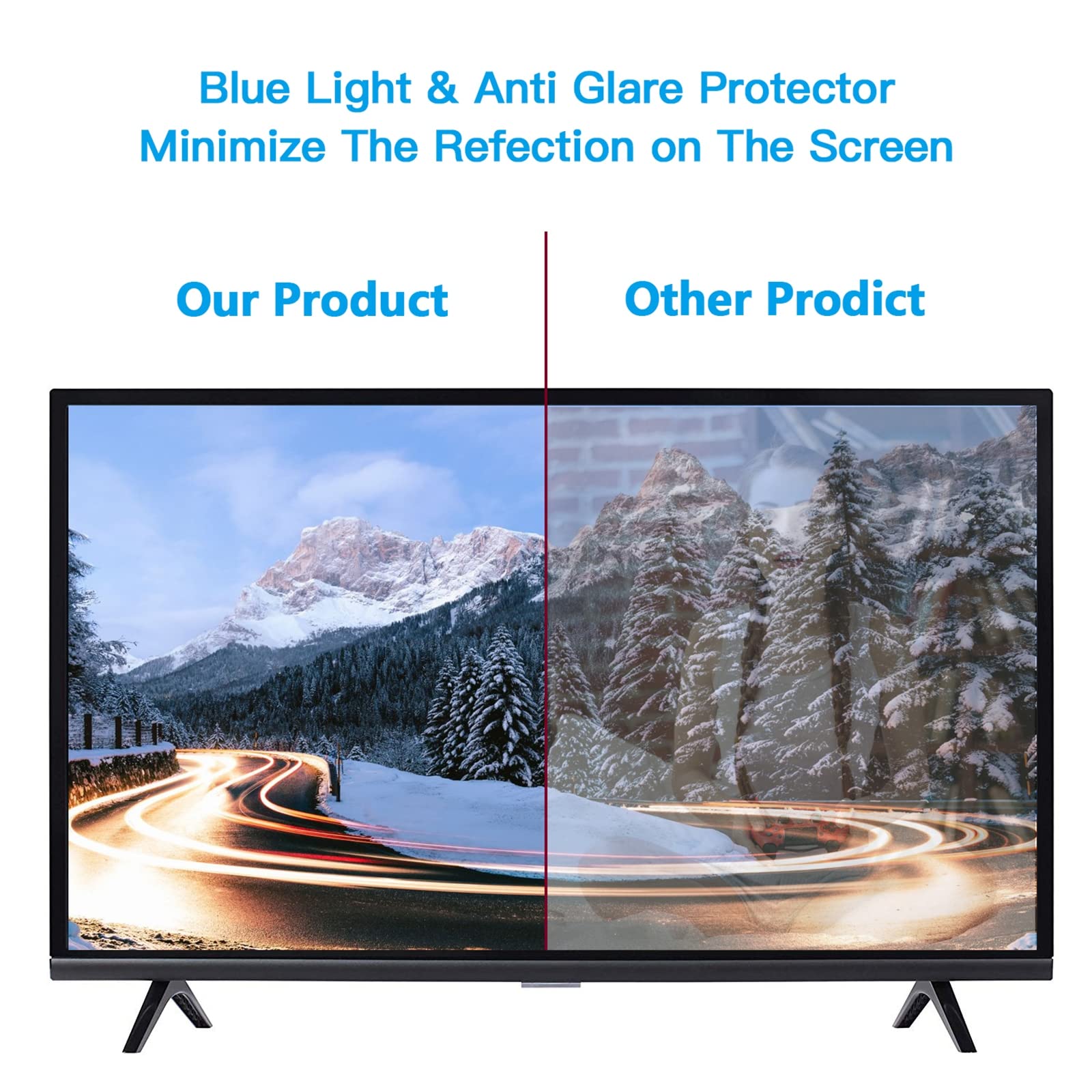 Przeciwodblaskowa ochrona ekranu LCD do telewizora, niebieskie światło filtr folia przeciw zadrapaniom ochraniacz ekranu panel łagodzi zmęczenie oczu dla ostre, sony, Samsung, Hisense, LG,39 cala (856 * 478)