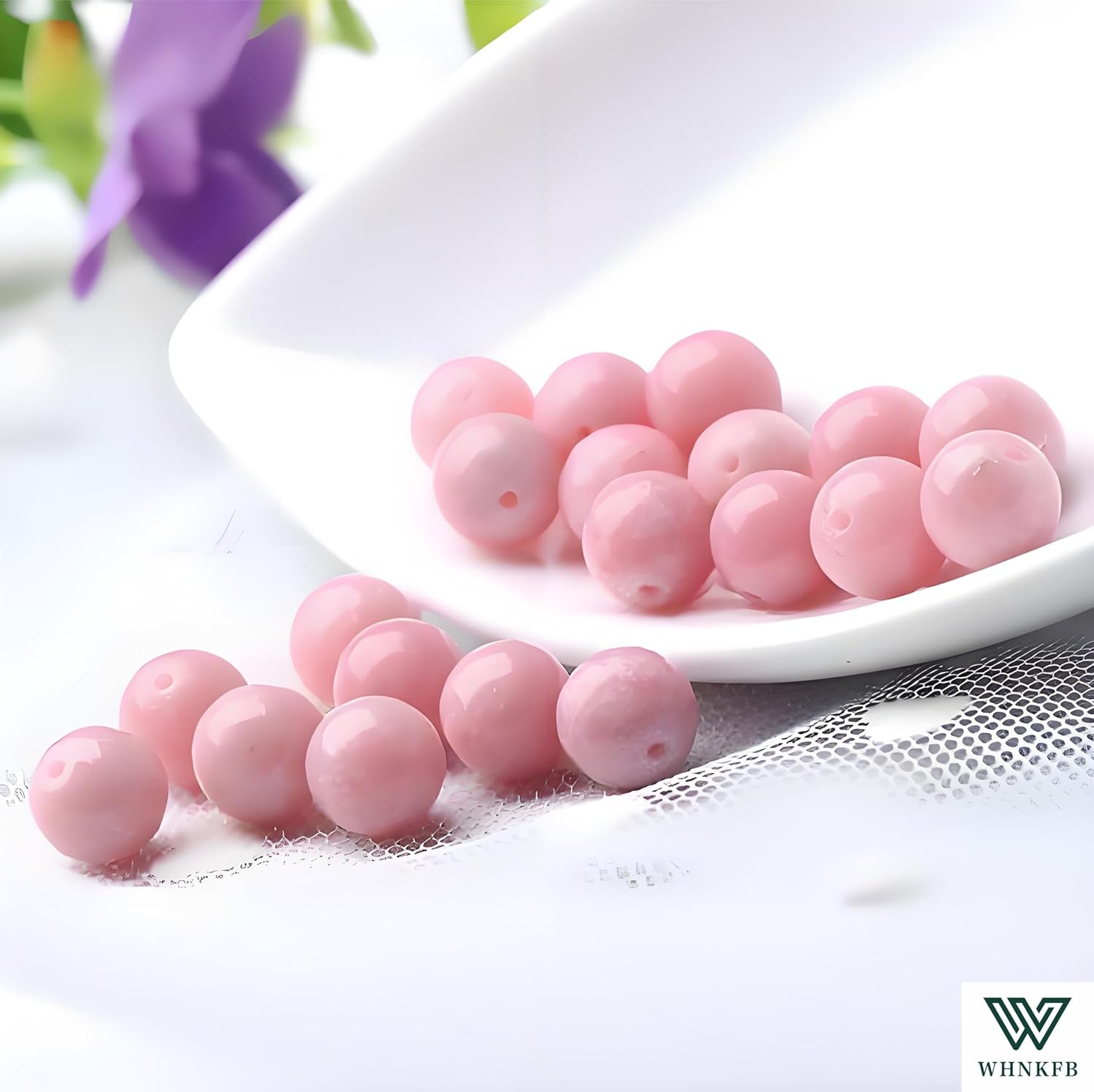 6mm 100PCS Natural Pink Opal Round Beads, Rose Quartz-Like Loose Gemstone Beads for Jewelry Making Craft - 4mm 6mm 8mm 10mm Options with Free Elastic Cord