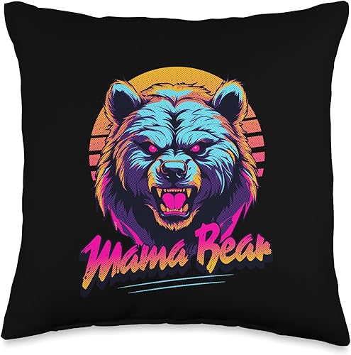 Retro Mama Bear Throw Pillow Retro Mama Bear Throw Pillow