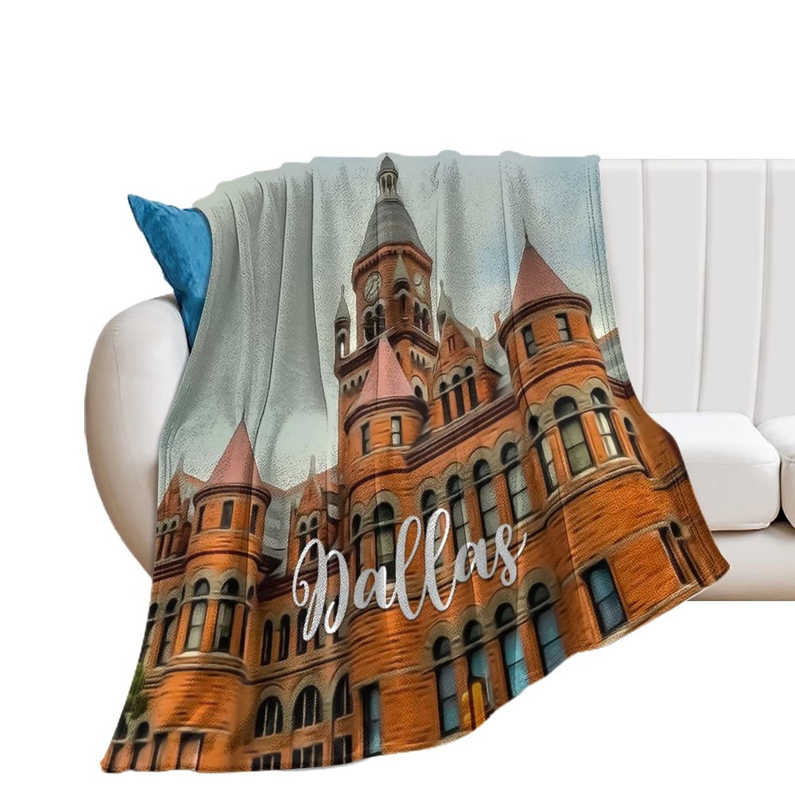 Couverture en flanelle de canapé Dallas motif ville en peluche 100x125