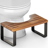 Vista 1 de BLUEWEST Taburete de inodoro de madera de acacia con marco de acero fuerte para entrenamiento de orinal, escalón de baño de 7 pulgadas, soporte
