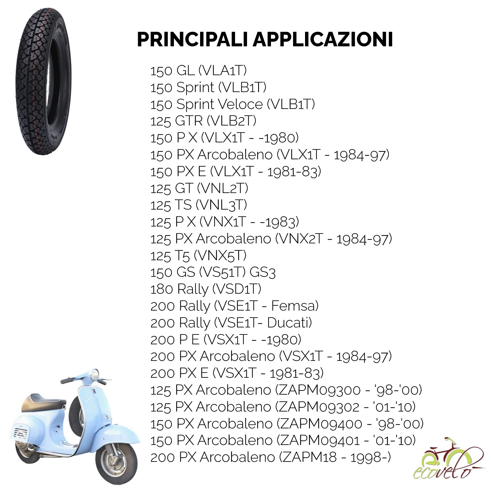 Par de neumáticos Deestone 3.50-10 + cámaras de aire para Piaggio Vespa PX 125 150 200 Arcobalno