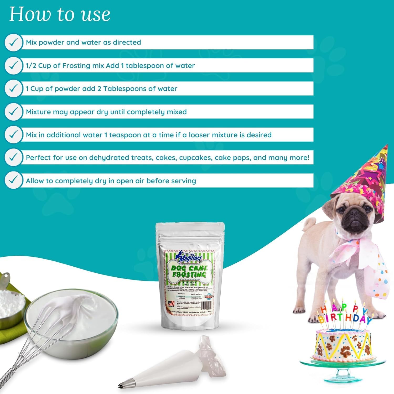 Magifrost Frosting for Dog Cake - Perfect for Homemade Cakes and Treats, Dog-Friendly, Easy-to-Use, Deliciously Smooth Texture, Safe & Healthy Ingredients (30oz)
