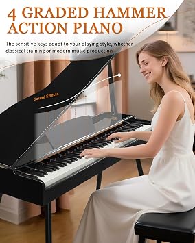 Ktaxon 88 Key Weighted Action Grand Piano, Foldable Digital Piano Keyboard