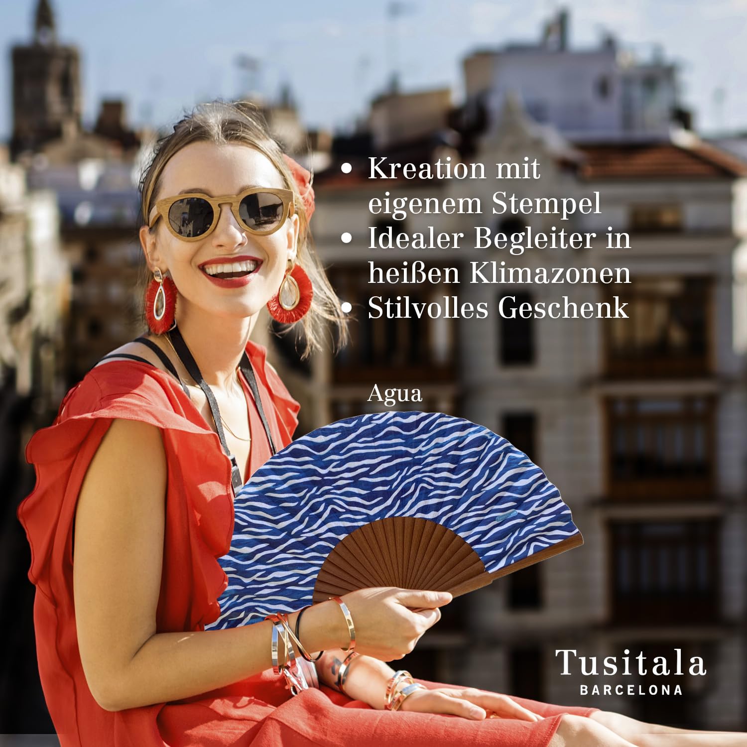 Spanischer Handfächer Libro de la Selva–Holz und Baumwolle–23 cm–Hülle und Einband aus Jute–Modeaccessoire–Handgefertigt in Spanien–Events und Geschenke–Kollektion Alzar la Mirada