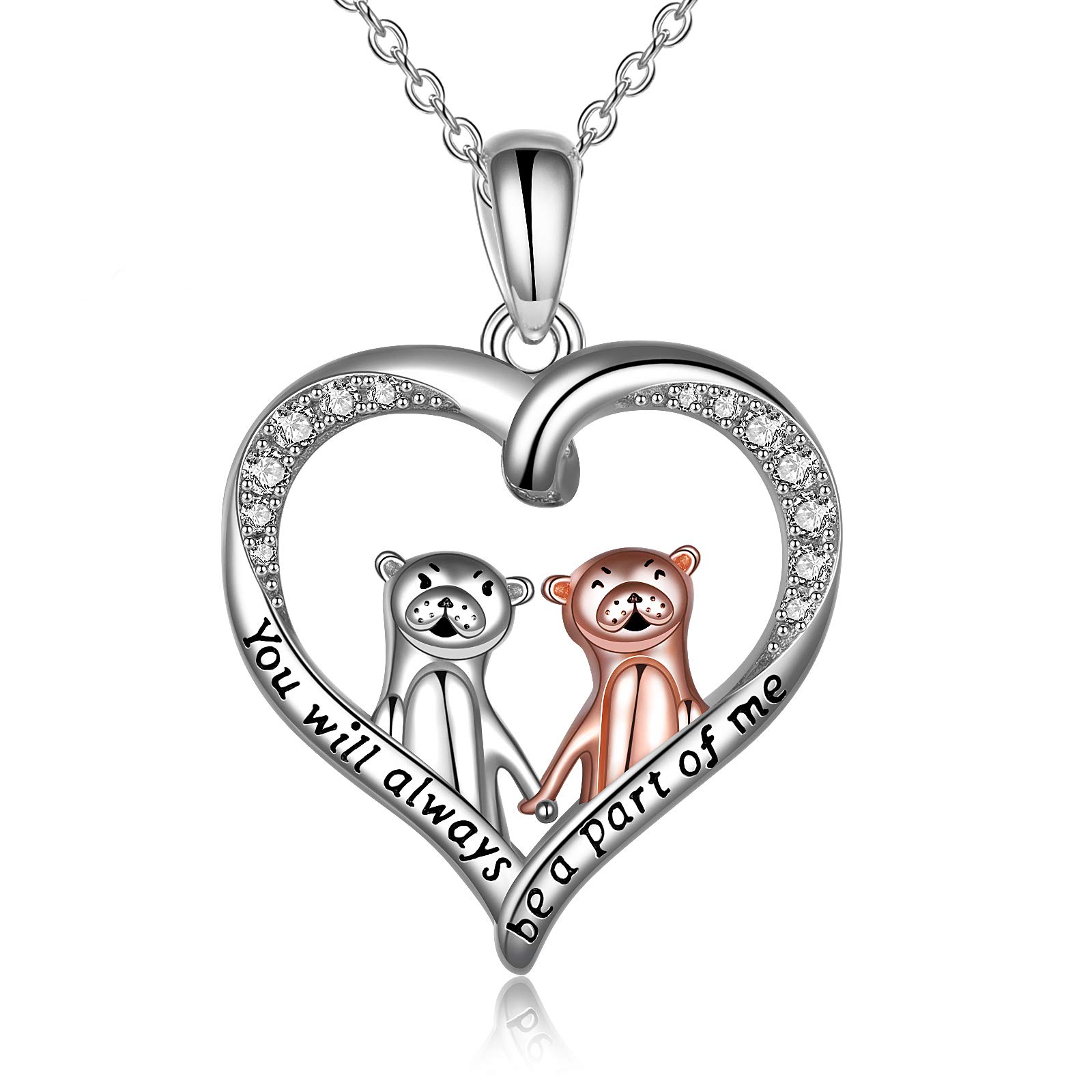 YAFEINIOtter Jewellery Gifts 925 Sterling Silver Sea Otter Necklace Cute Animal Pendant for Women Girls Mom Sister Jewelry Gift