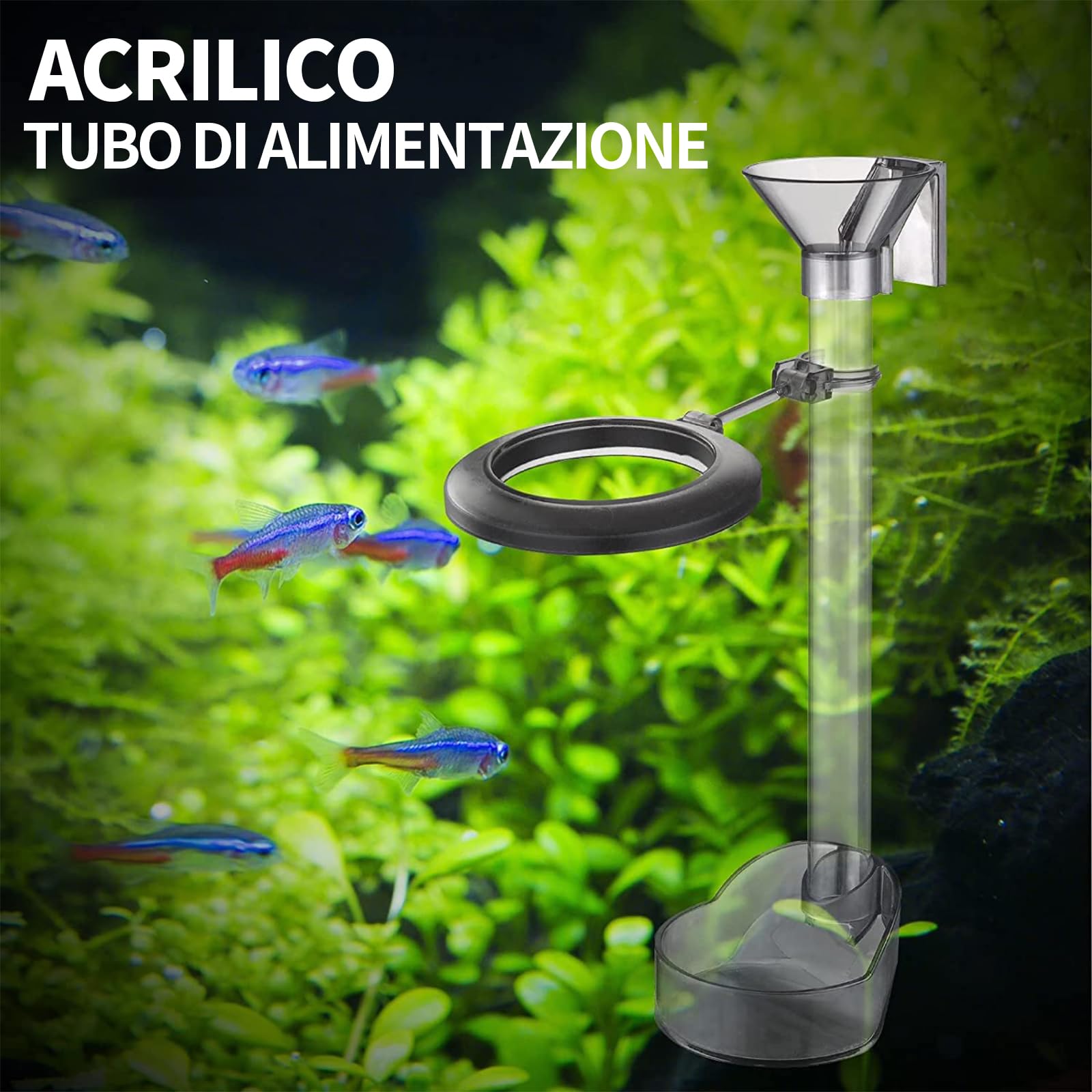 boxtech Tubo di Alimentazione Acquario, Mangiatoia per Pesce e Gamberetti per impedisce la proliferazione incontrollata degli organismi, per Gamberetti, Pesci, tartarughe (20-37cm)