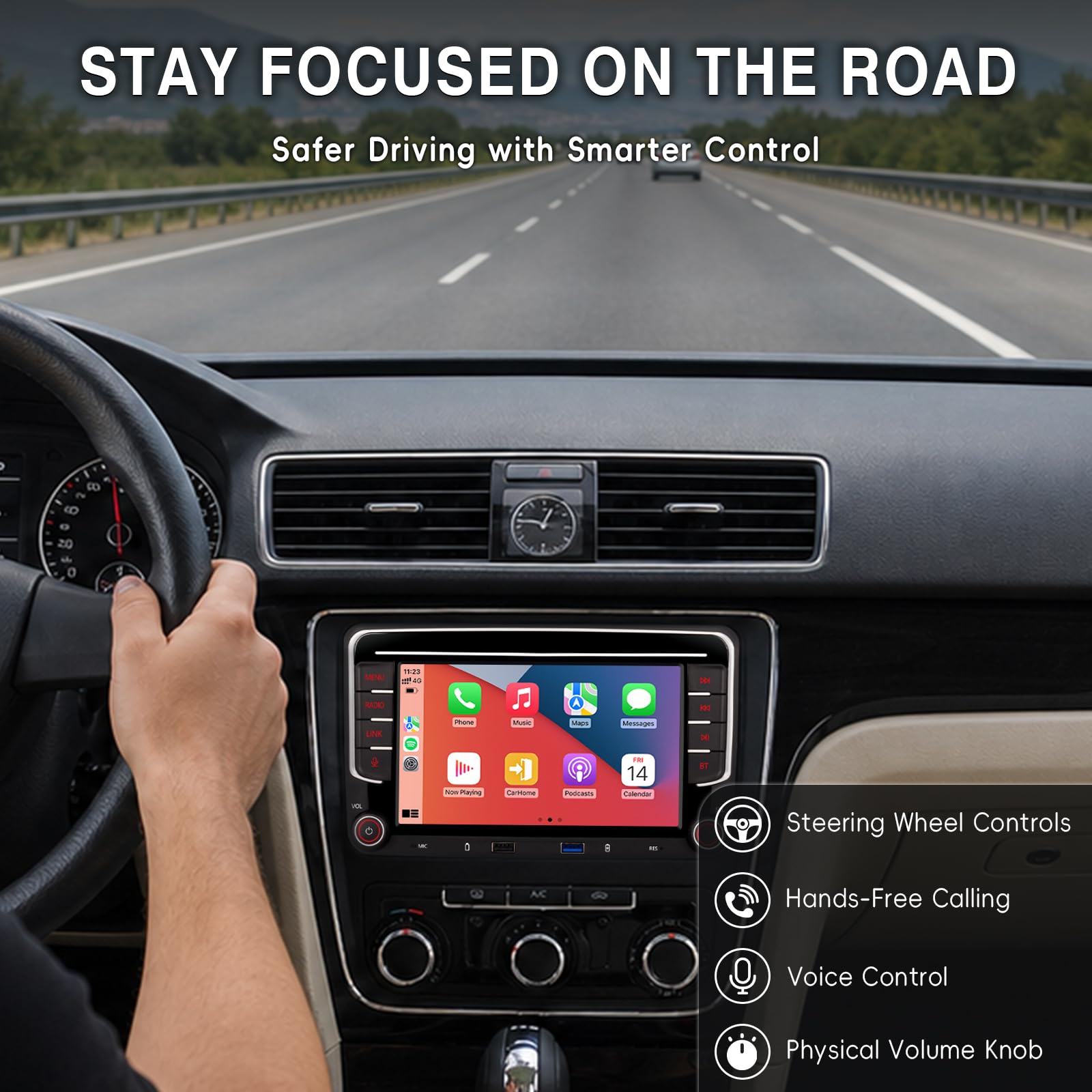 RCD330 Upgrade Autoradio für VW Golf MK5 MK6 Jetta Passat Caddy Beetle, Wireless CarPlay & Android Auto, Linux Autoradio mit Physischem Lautstärkeregler, AM/FM/RDS, Bluetooth, Schnellstart, Plug &Play