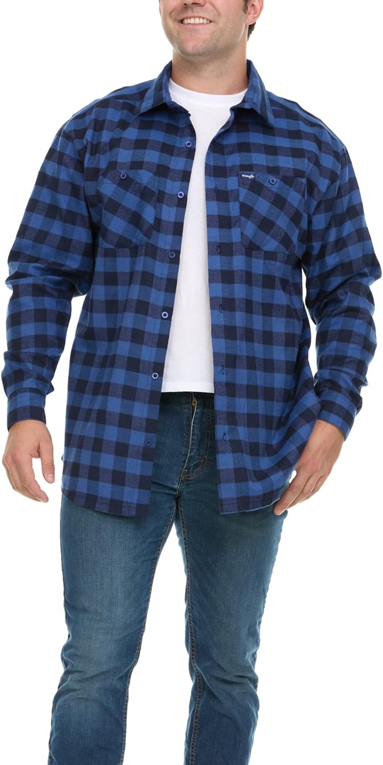 Wrangler Men's Big and Tall Plaid Button Down Shirt - Image 5