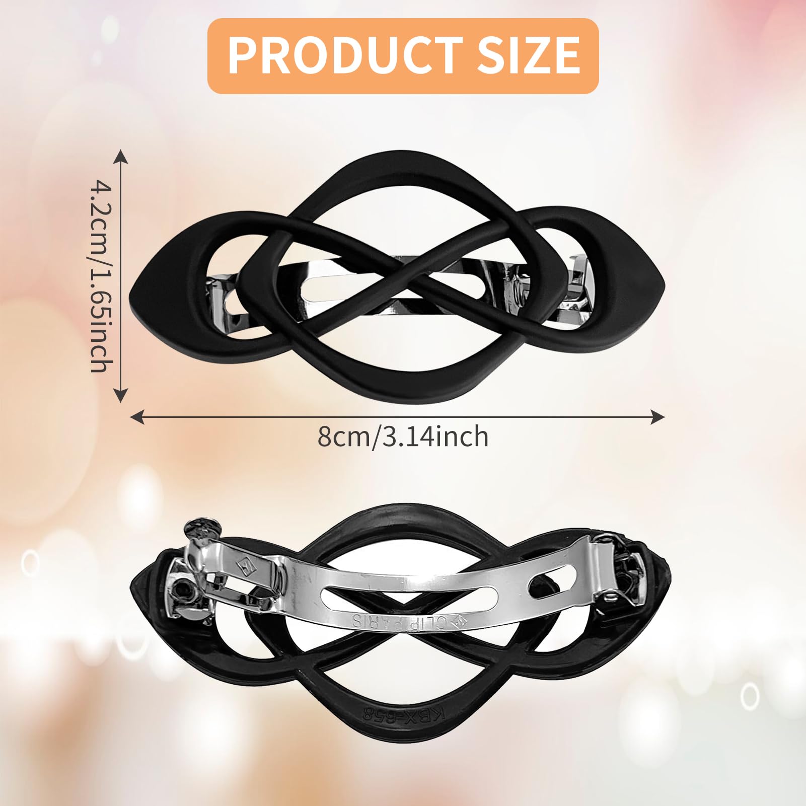 5 Pcs Flat Hair Clips, Hollow Curved French Barrette Hair Clip - Image 2