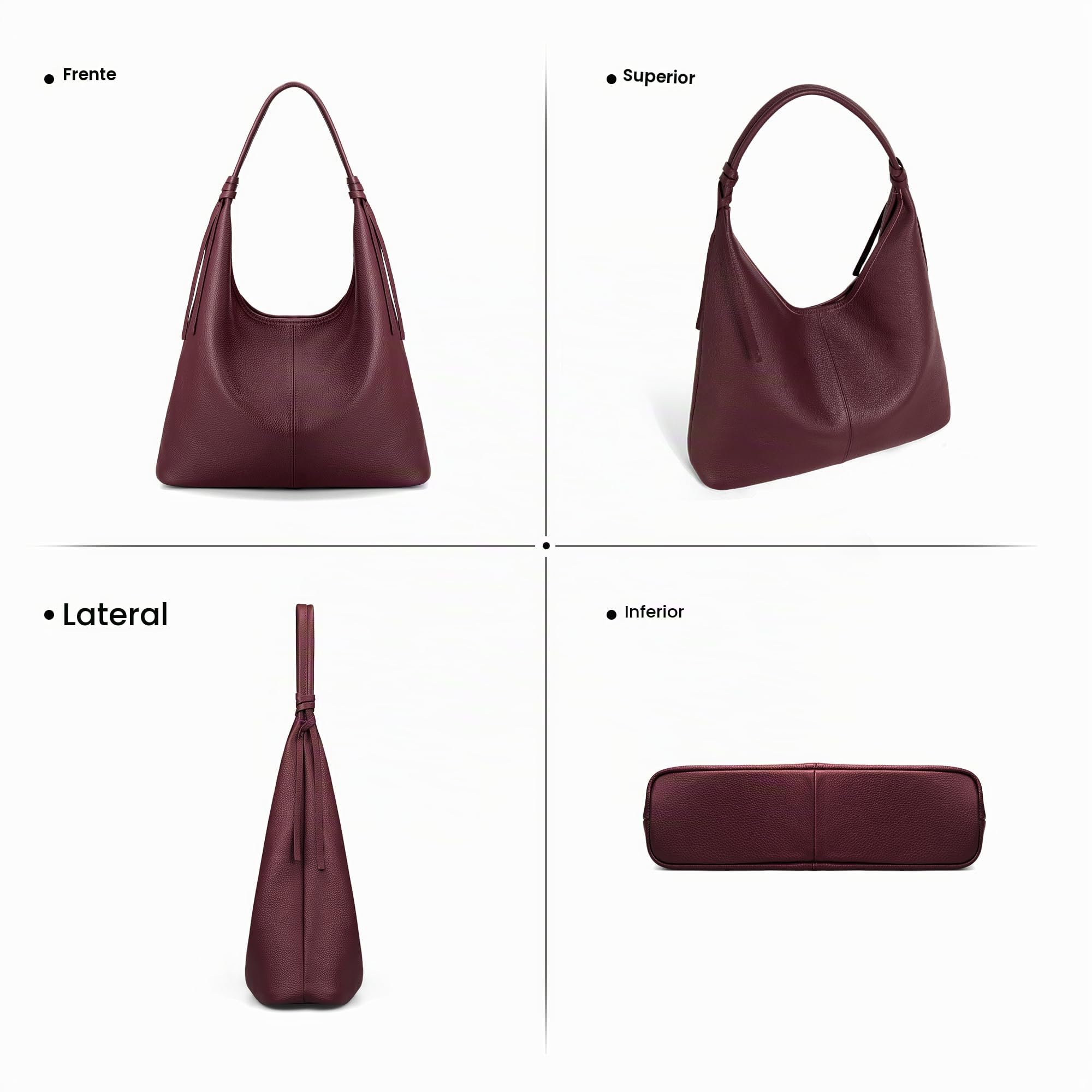 befen Bolsos Hobo de Piel Auténtica para Mujer, Bolso de Mano y Hombro de Primera Calidad con Lazo de Borlas