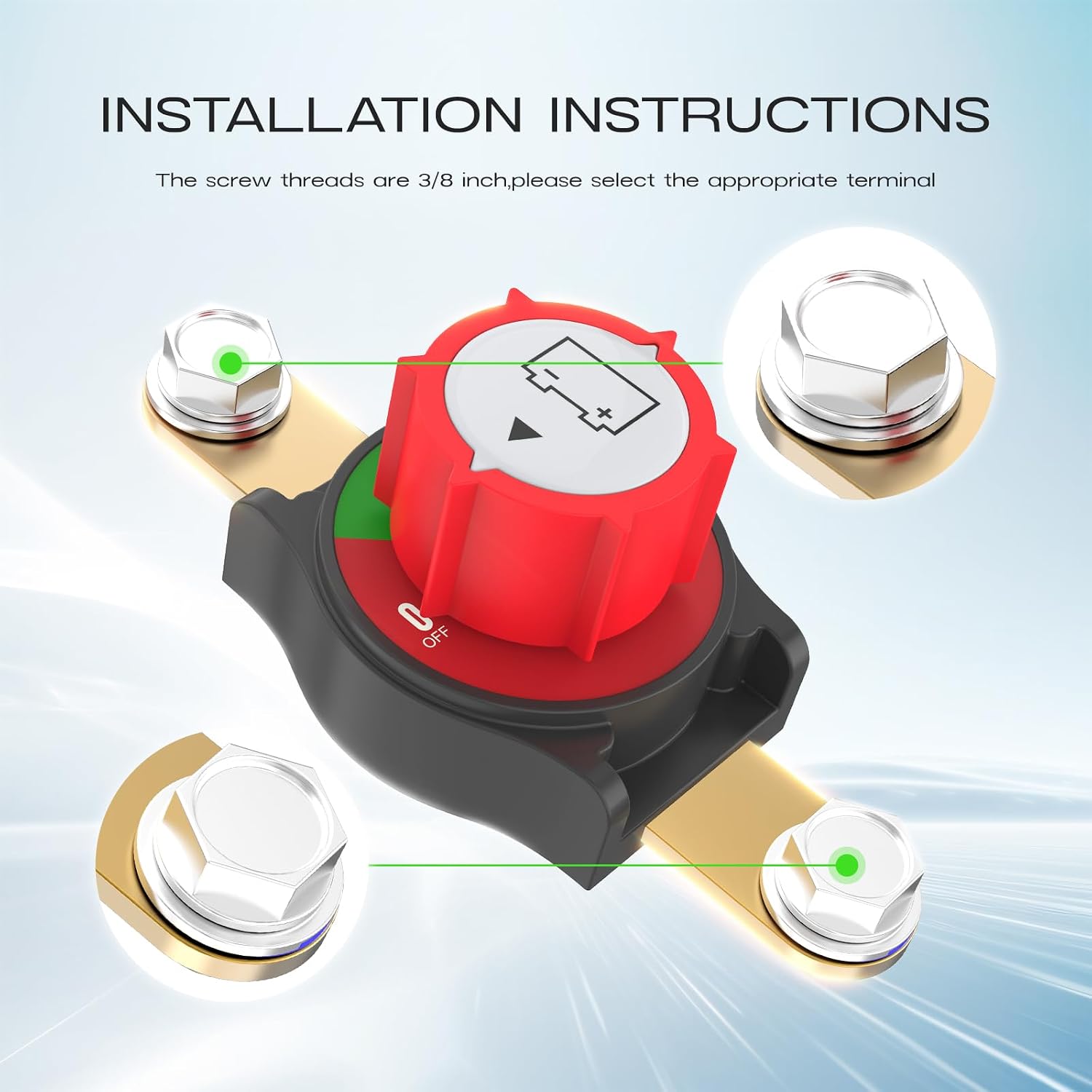 Side Post Battery Disconnect Switch, CNAODUN Battery Heavy Duty Shut Off 12-48V On/Off Cut Off Switch for Car RV Boat and Vehicle