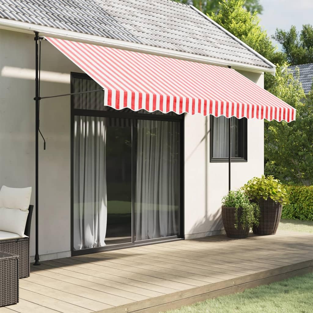 Volant pour auvent brise-vue polyester 3.5m protection store rayures rouge blanc