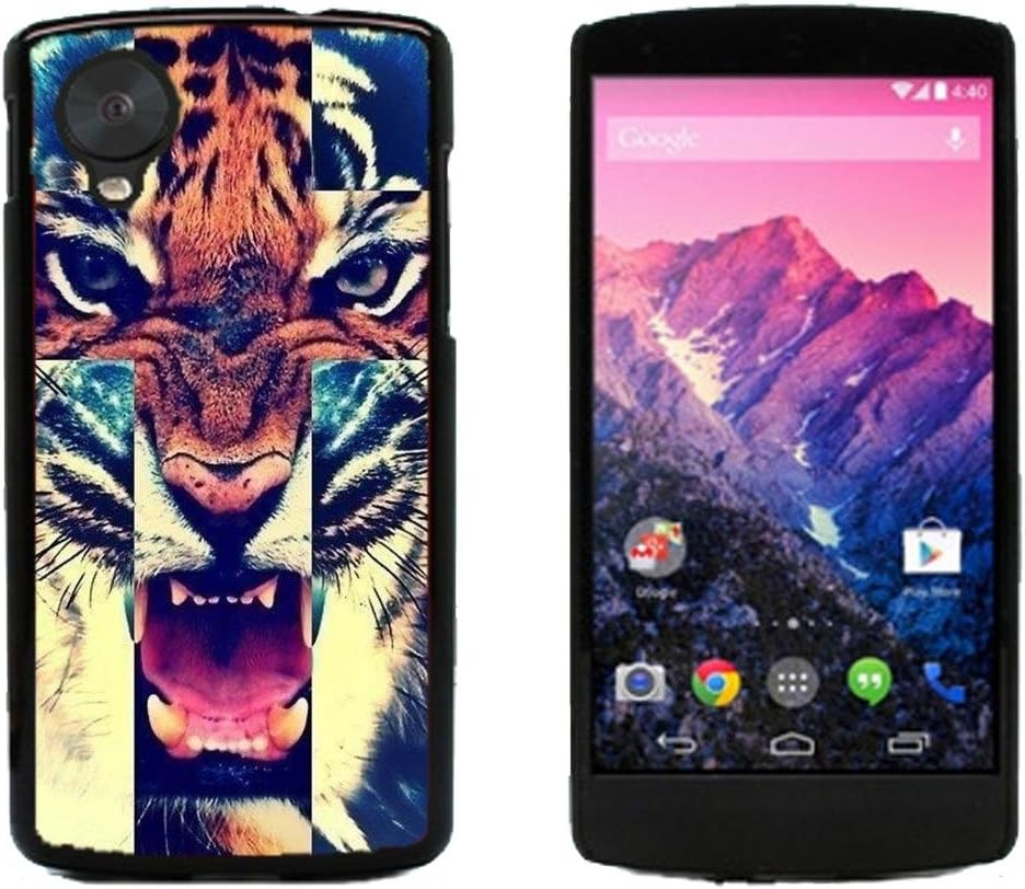 Tiger Roar Cross Hard Plastic and Aluminum Back Case for LG Google Nexus 5