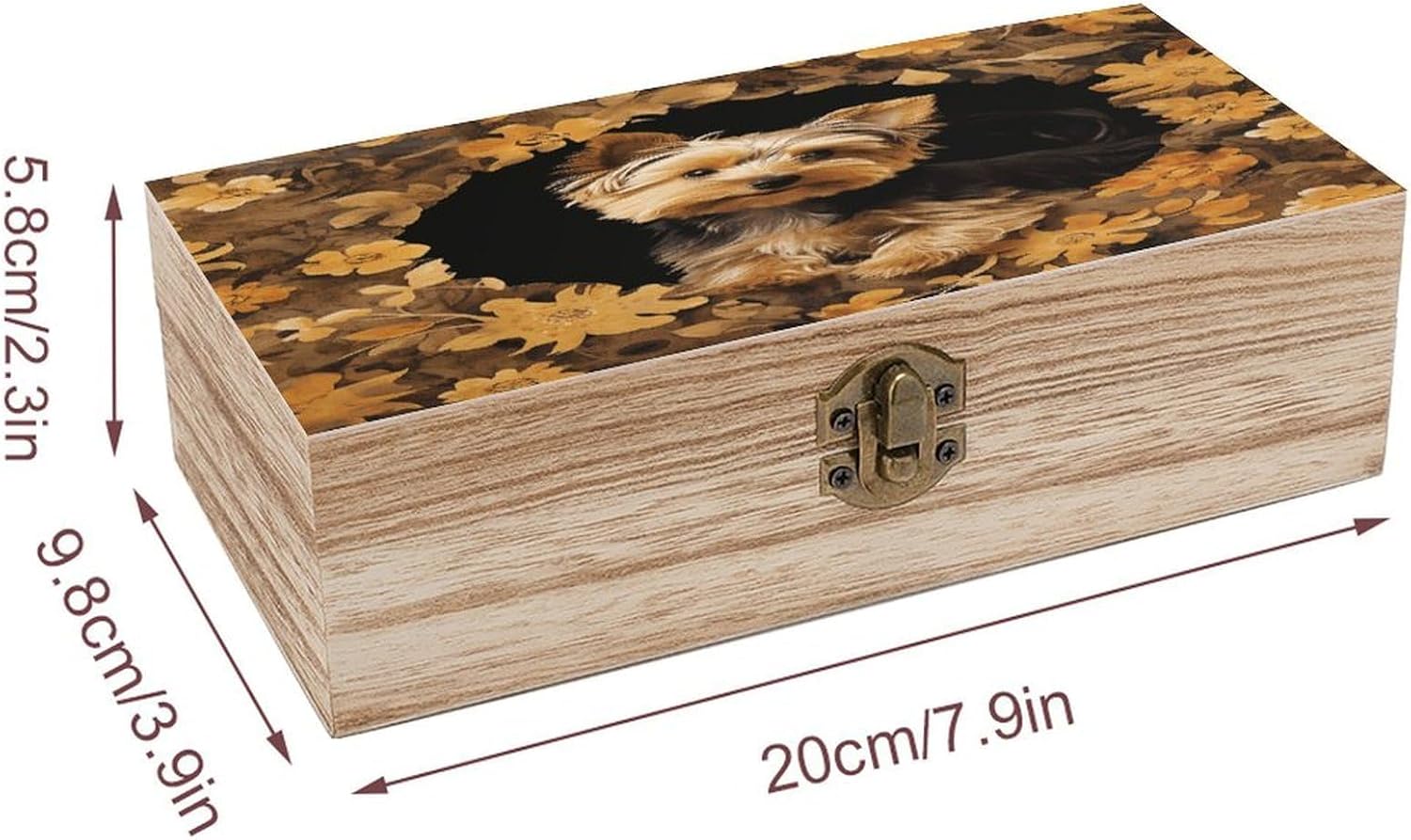 Yorkshire Terrier Wooden Storage Box Vintage Jewelry Box image 2