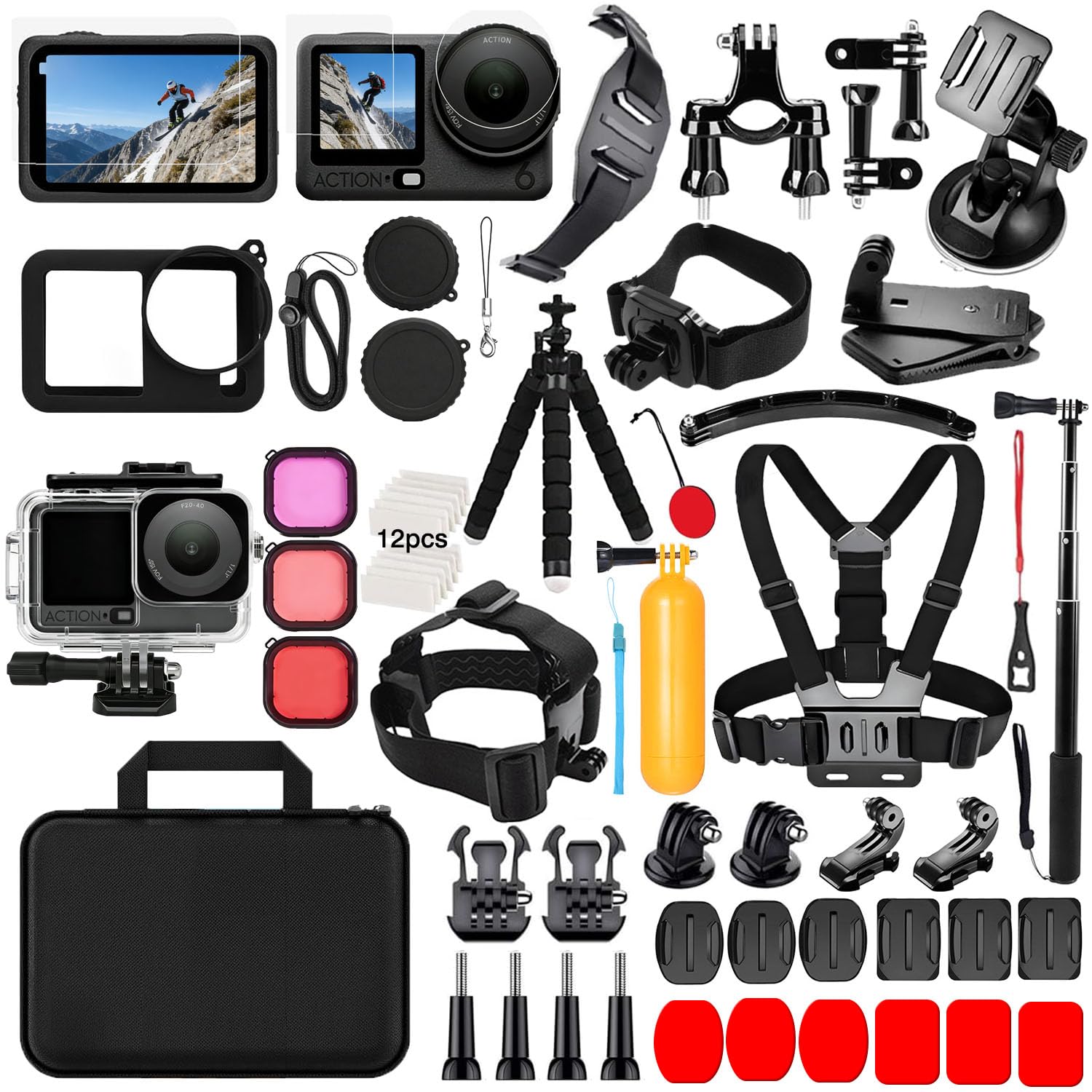 Zubehör Set für DJI Osmo Action 6 | Wasserdichtes Tauchgehäuse, Outdoor Sport Zubehör zum täglichen Schutz der DJI Osmo Action 6 Kamera
